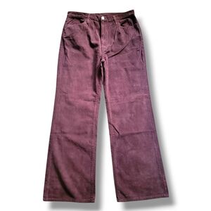 NWT RE/DONE 70s Ultra High Rise Stove Pipe‎ Wide Leg Corduroy Pants Washed Wine